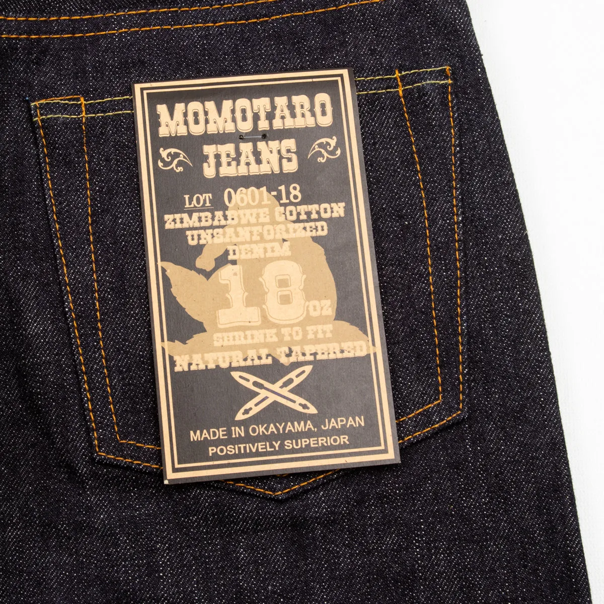 0601-18 Natural Tapered Fit - 18oz Zimbabwe Cotton Selvedge Unsanforized