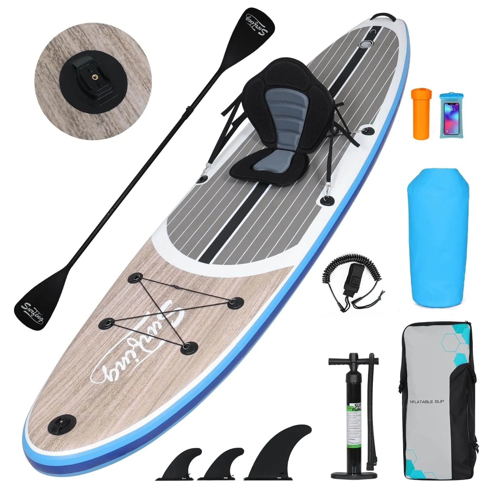 11' Inflatable Stand Up Paddle Board with Kayak Seat SP2013