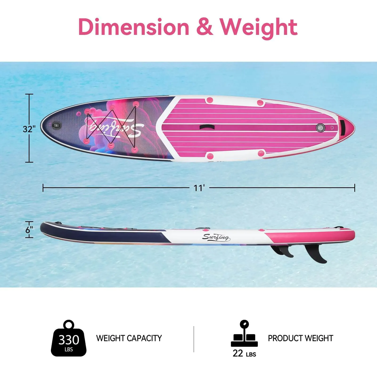 11' Inflatable Stand Up Paddle Board with Kayak Seat SP2013