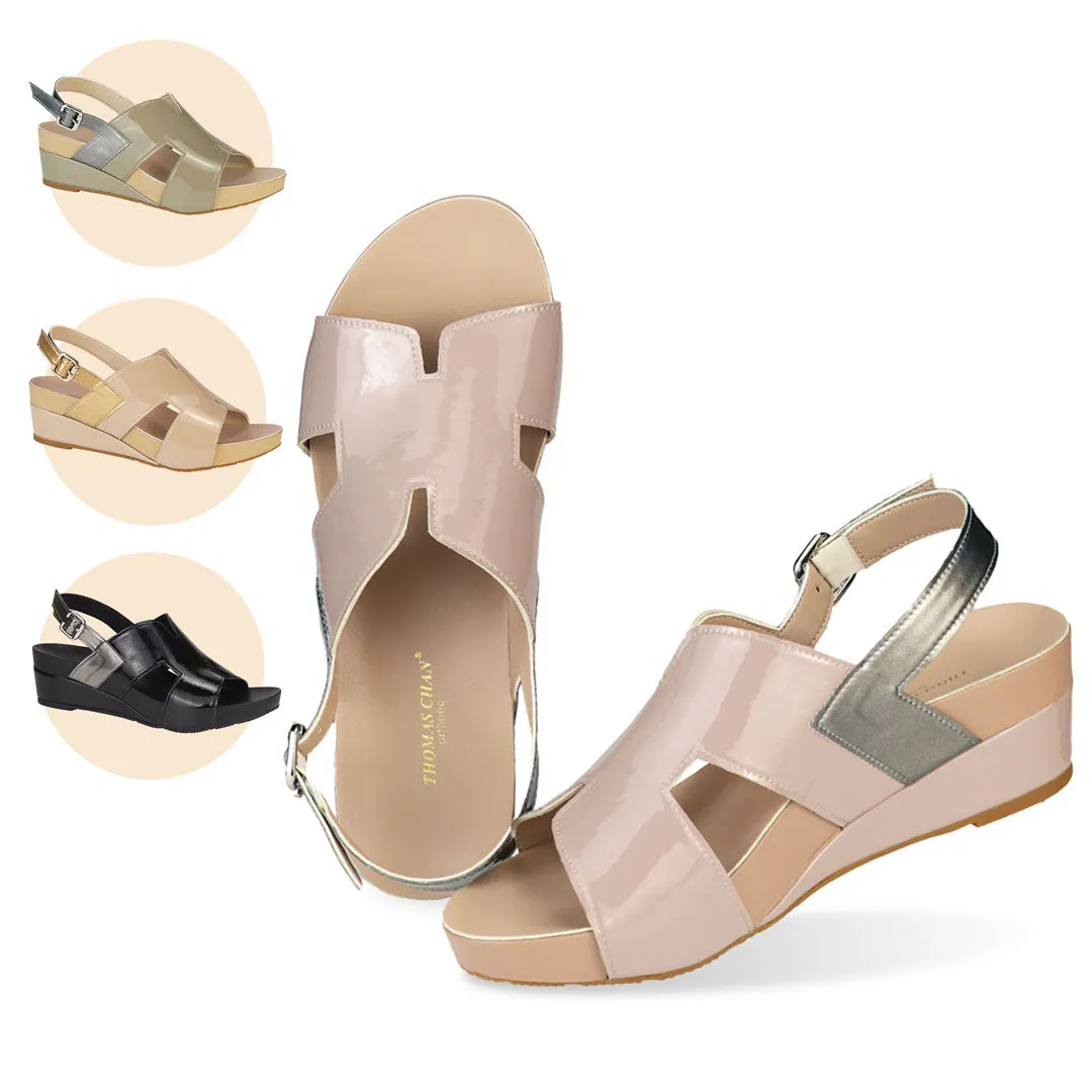 [20% off at cart] H-Strap Slingback Low Wedge Sandals