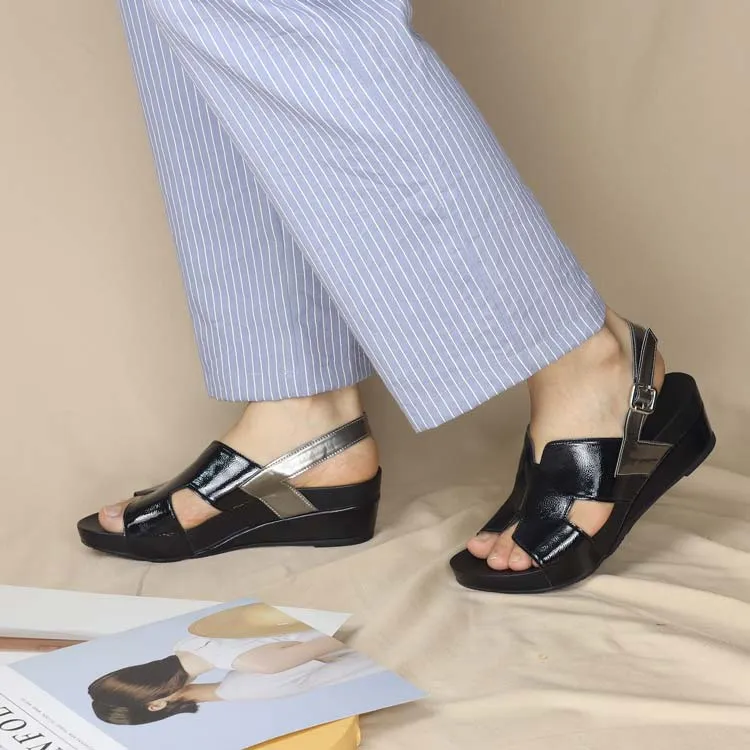 [20% off at cart] H-Strap Slingback Low Wedge Sandals