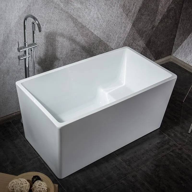 47'' Rectangular Acrylic Soaking Bathtub with Built-In Seat