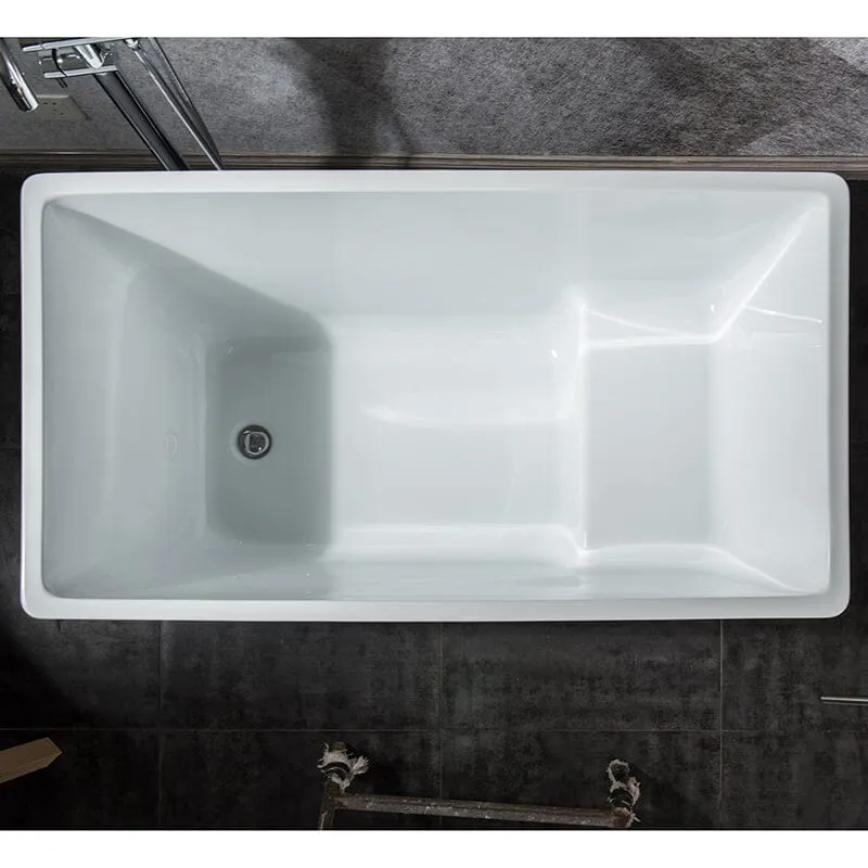 47'' Rectangular Acrylic Soaking Bathtub with Built-In Seat