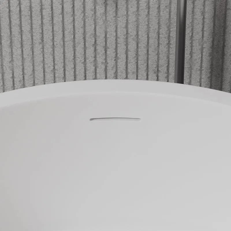 49" Japanese-Style Freestanding Round Soaking Tub in Stone Resin Material