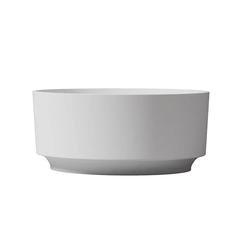 49" Japanese-Style Freestanding Round Soaking Tub in Stone Resin Material