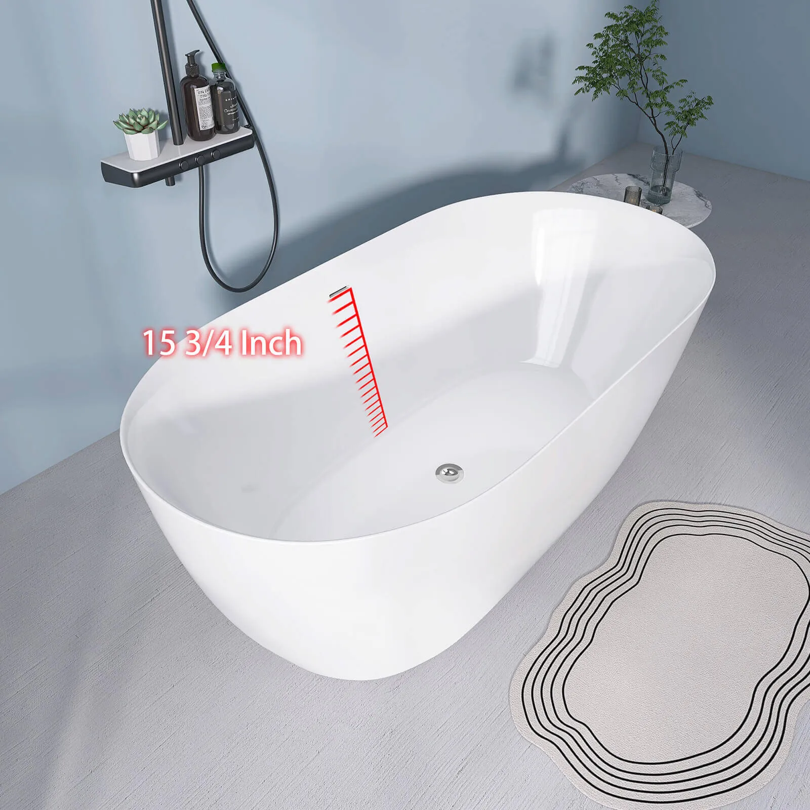 51" Acrylic Freestanding Soaking Tub