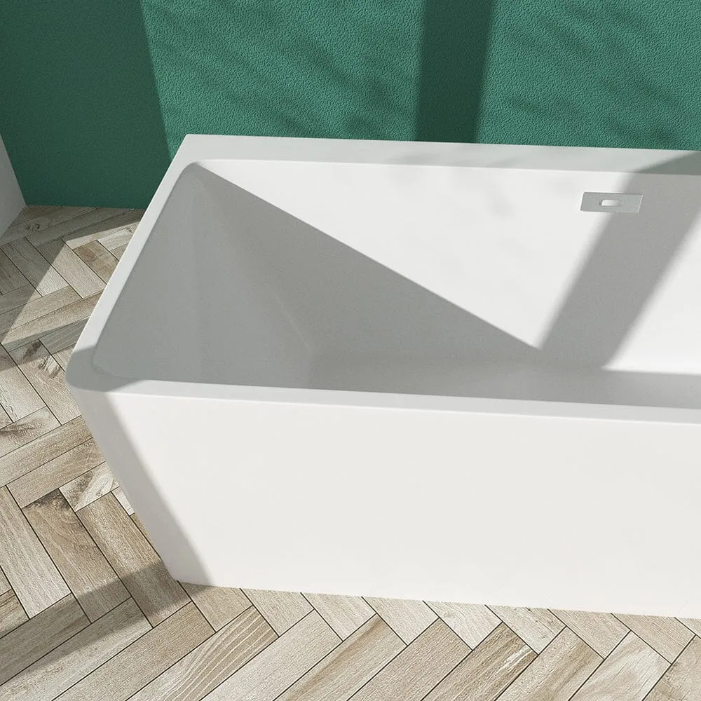 55'' Acrylic Rectangular Freestanding Soaking Bathtub