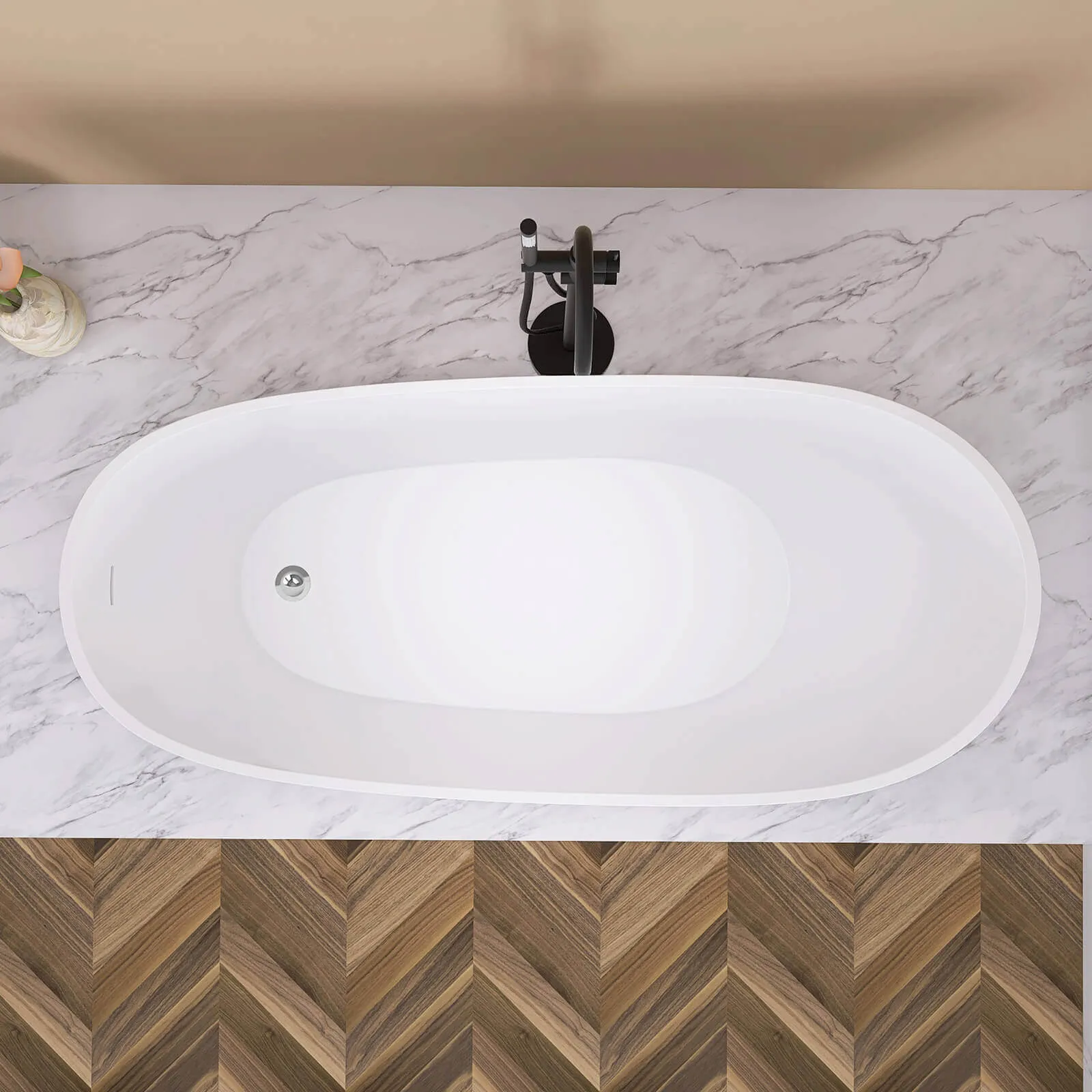 59" Acrylic Single Slipper Tub with Pop-Up Drain