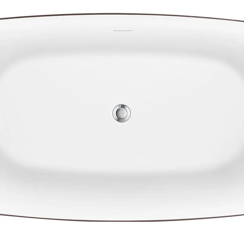 59" Oval Solid Surface Brown Soaking Bathtub, Non-toxic, Crack-resistant, Household Chemicals-Resistant