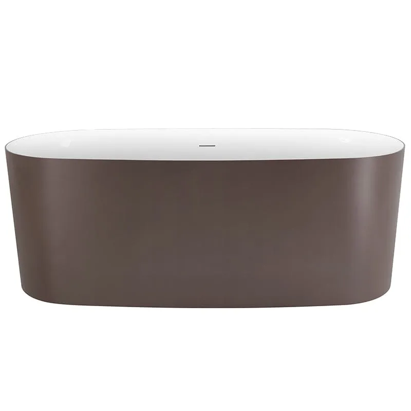 59" Oval Solid Surface Brown Soaking Bathtub, Non-toxic, Crack-resistant, Household Chemicals-Resistant