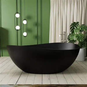 63'' Wave Shaped Freestanding Stone Resin Soaking Bathtub