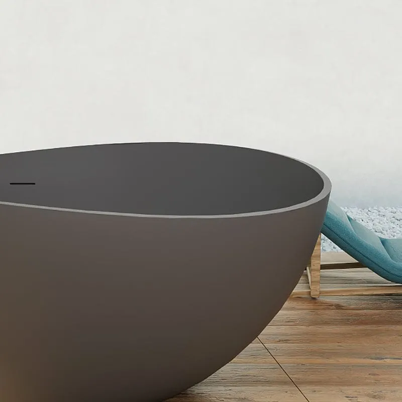 63'' Wave Shaped Freestanding Stone Resin Soaking Bathtub