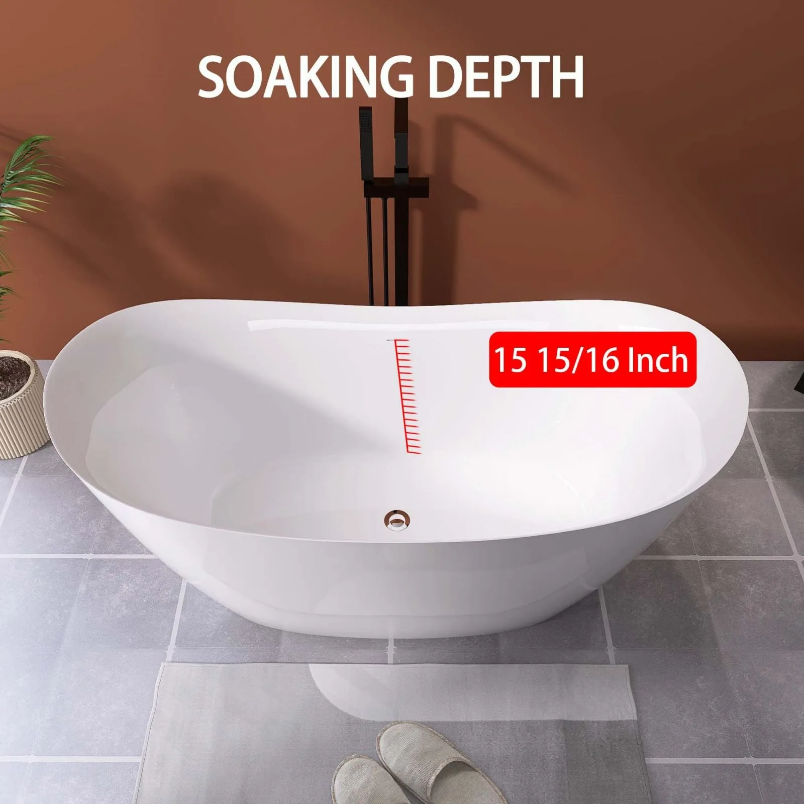 66" Insulated Double Slipper Freestanding Bathtub