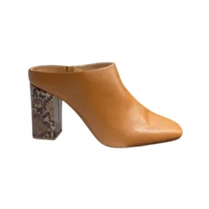 A New Day Cognac Women Paula Slip On Block Heel Mule Shoes Snake Print