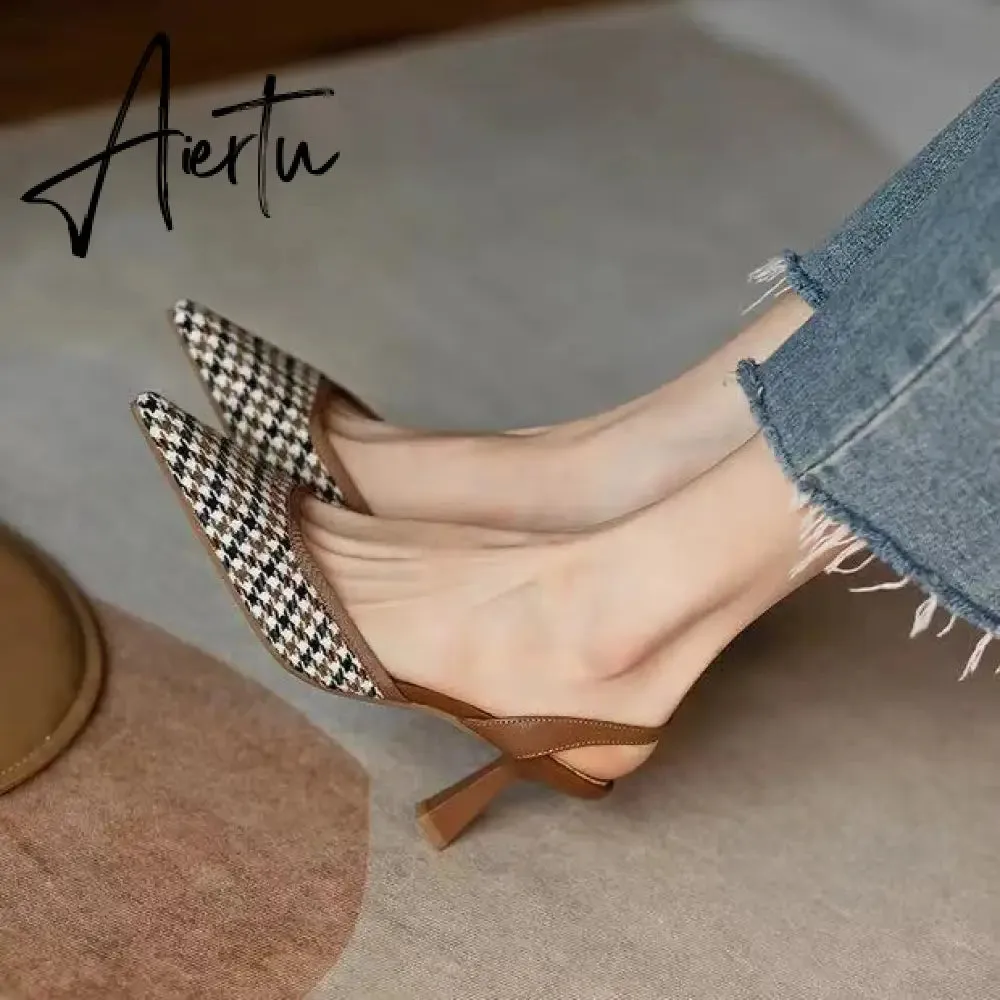 Aiertu Women High Heels Brand Pumps Shoes Pointed Toe Slingback Summer Sexy Zapatos De Mujer Plataforma Sandales Sapatos Feminino