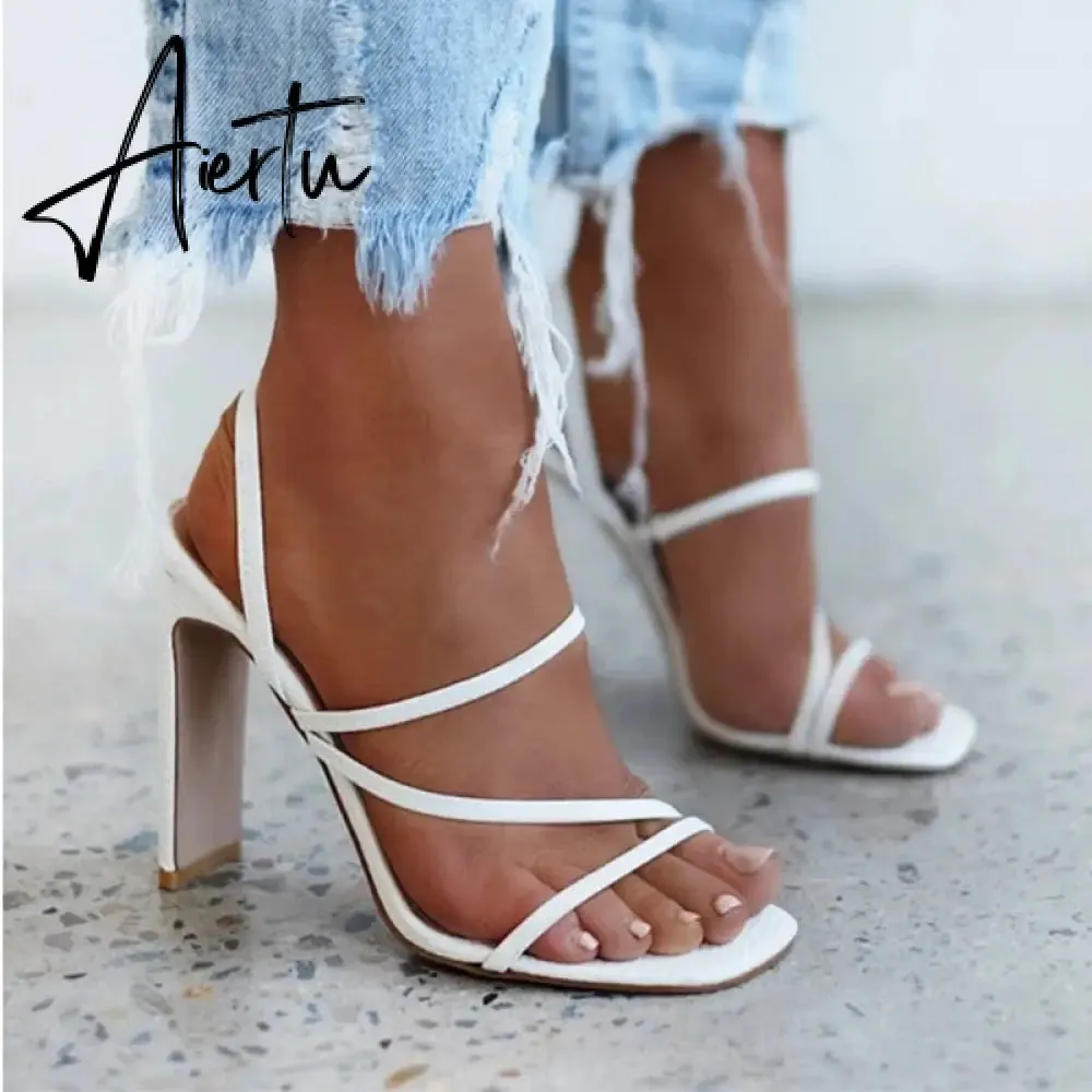 Aiertu Women Pumps Open Toe Sexy Sandals Ladies Thin Belt High Heels Females Outdoor Party Dress Brand Fashion Shoes For Lady