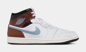 Air Jordan 1 Mid SE Mens Lifestyle Shoes (White/Brown)