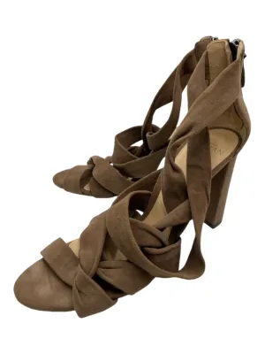 Alexandre Birman Shoe Size 38 Brown Suede Closed toe Open Toe Strappy Pumps