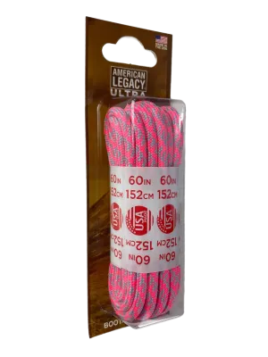 American Legacy ® Ultra Rope Laces | Neon Pink/Silver Houndstooth