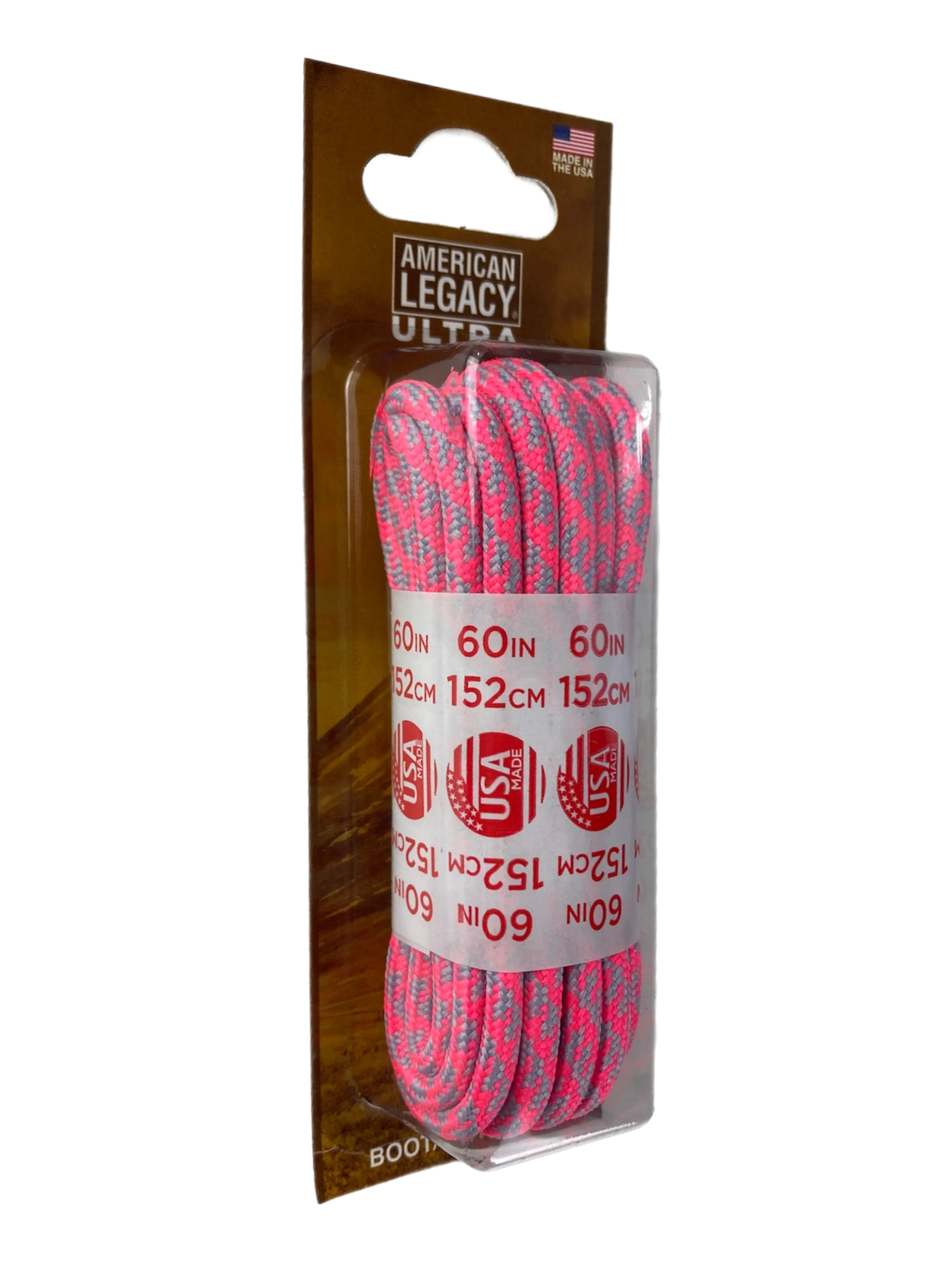 American Legacy ® Ultra Rope Laces | Neon Pink/Silver Houndstooth