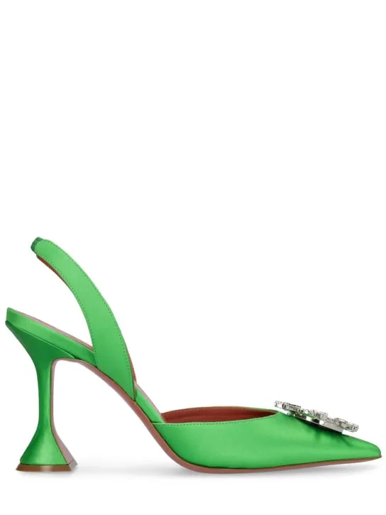 Amina Muaddi   95mm Begum satin slingback pumps 