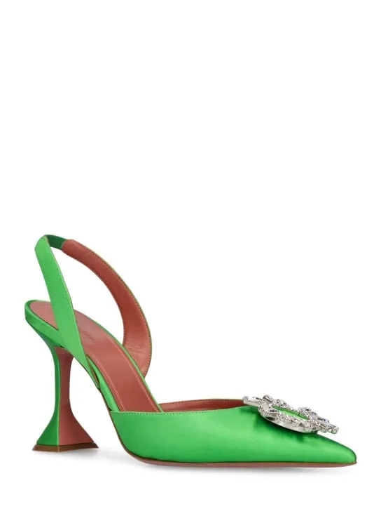 Amina Muaddi   95mm Begum satin slingback pumps 