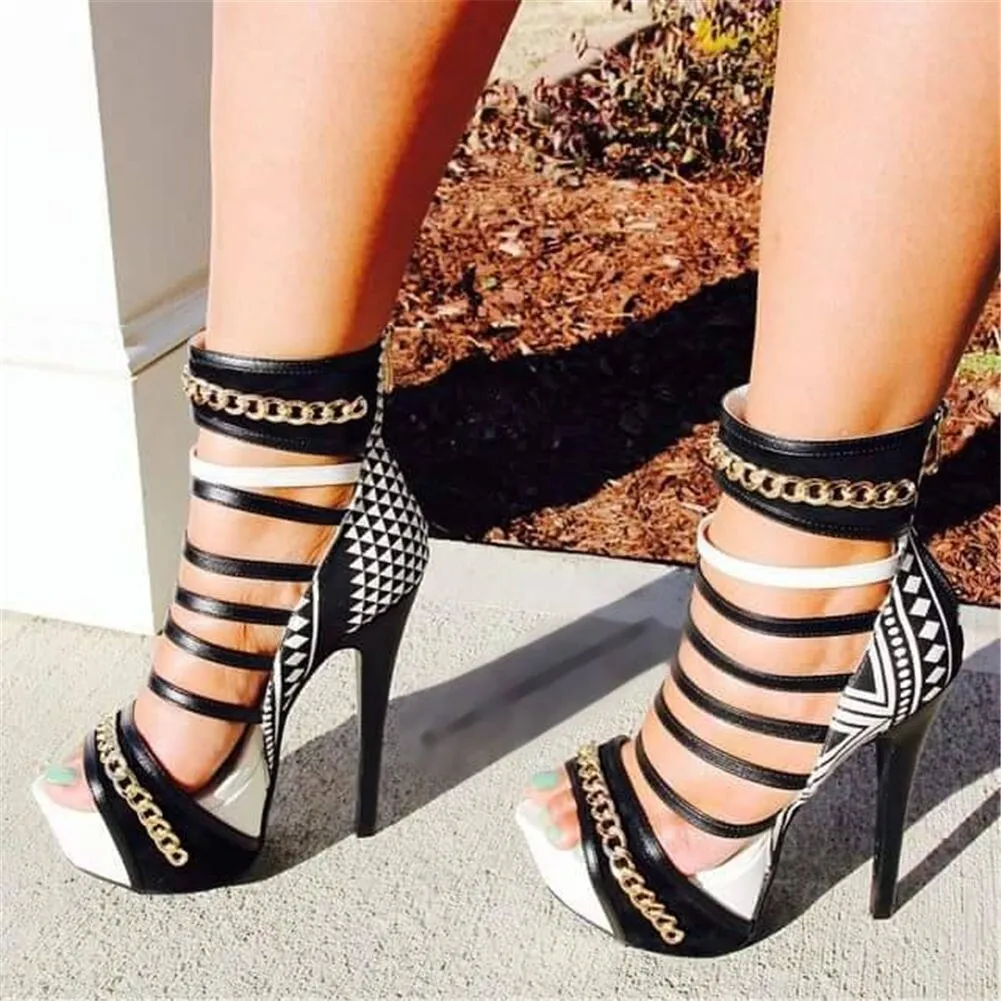 Amozae brand design big size 47   Gladiator cool punk Women Shoes Summer Party nightclub high heels platform Woman sandals women