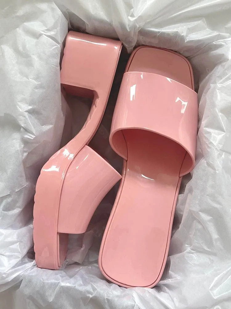 Amozae-Jelly Chunky Heel Sandals