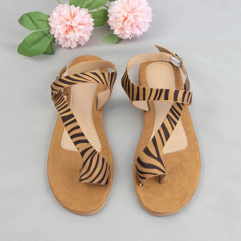 AMOZAE-- Leopard Print Beach Slippers with Flannel Flock