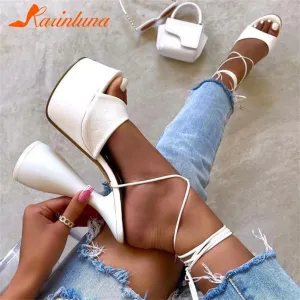 Amozae-- Luxury Brand New Ladies   High Heels Sandals Ankle Strap Platform Summer Sandals Women Dress Stylish Shoes Woman