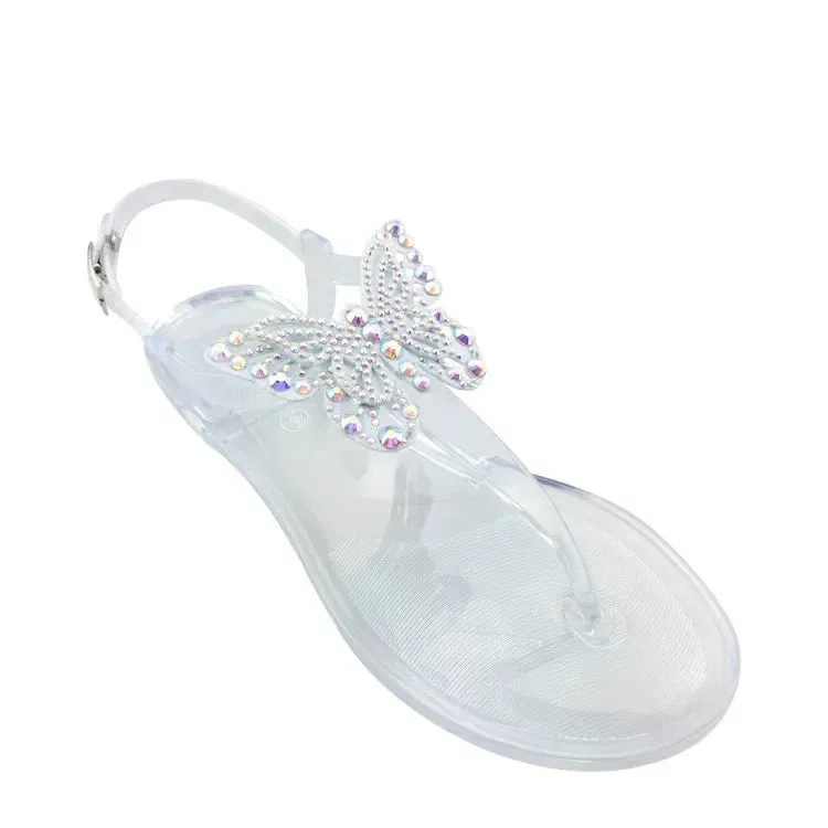 AMOZAE-- Rhinestone Butterfly Sandals