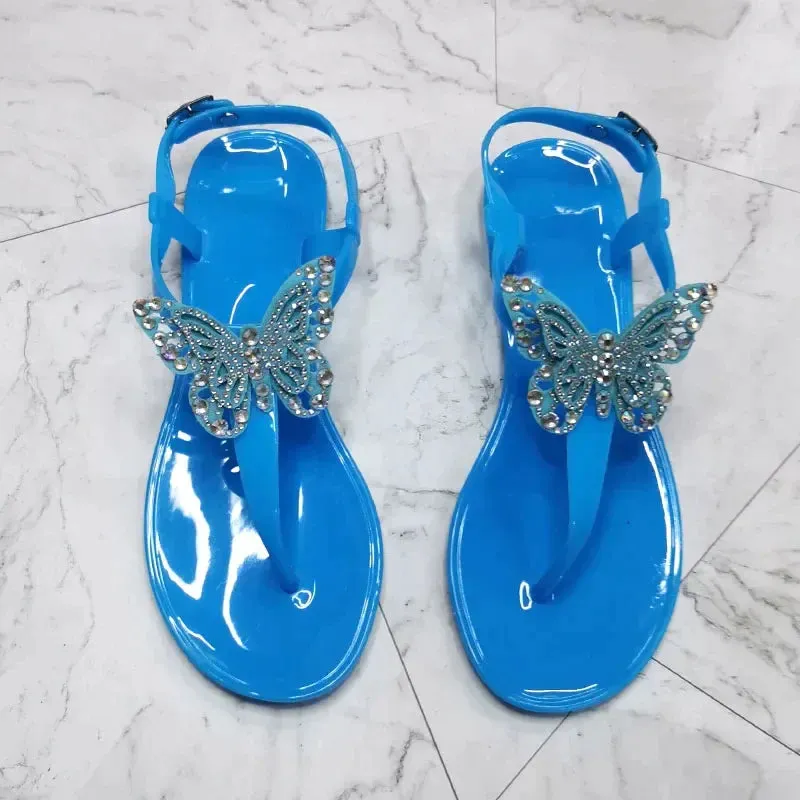 AMOZAE-- Rhinestone Butterfly Sandals