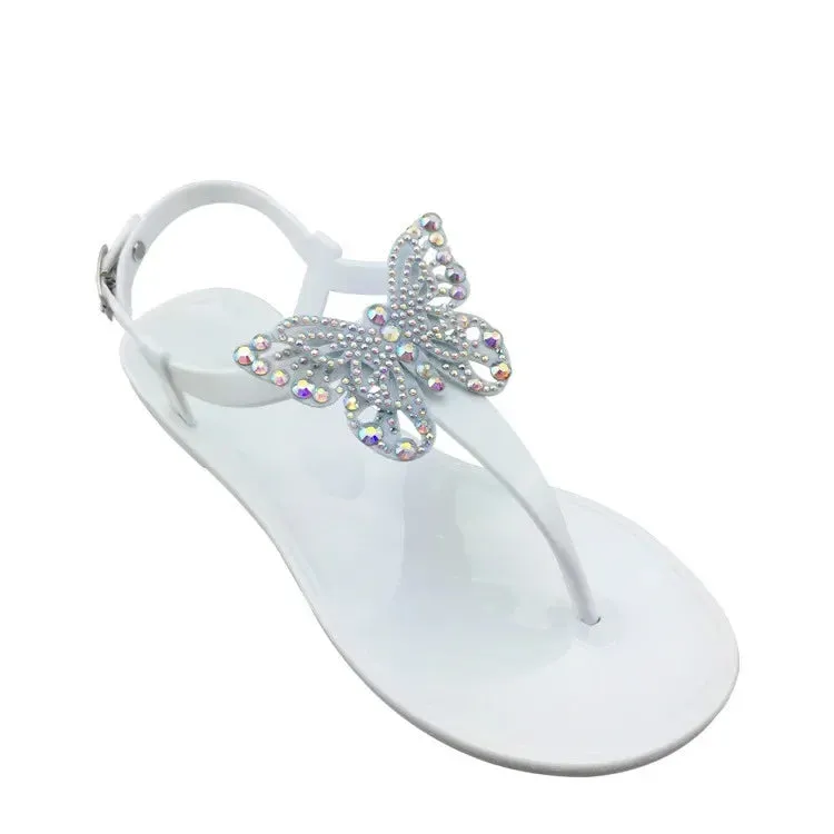 AMOZAE-- Rhinestone Butterfly Sandals