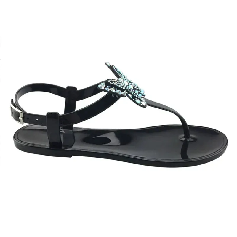 AMOZAE-- Rhinestone Butterfly Sandals