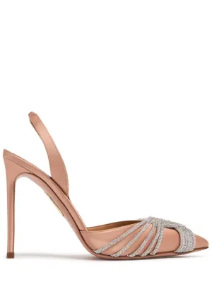 Aquazzura   105mm Gatsby satin slingback pumps 