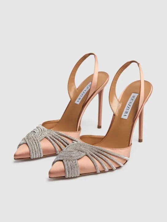 Aquazzura   105mm Gatsby satin slingback pumps 