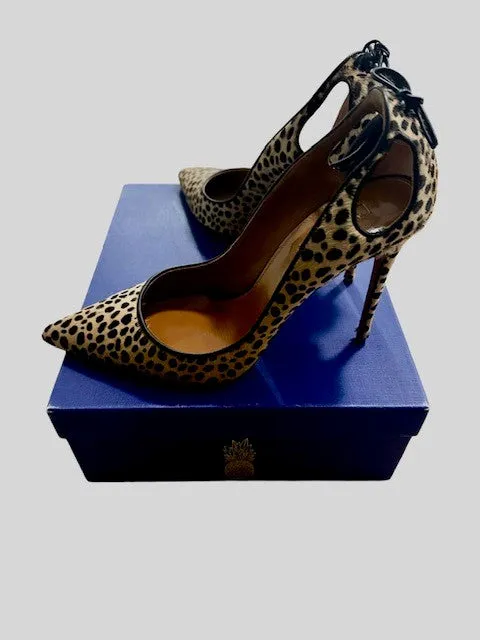 AQUAZZURA FOREVER MARILYN CHEETAH PRINT HEELS (SZ 40)