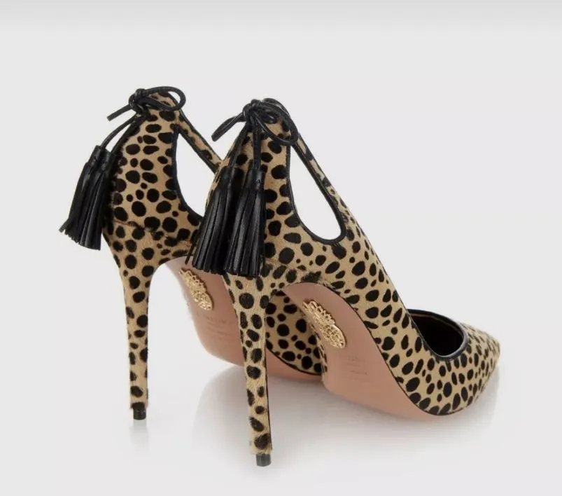 AQUAZZURA FOREVER MARILYN CHEETAH PRINT HEELS (SZ 40)