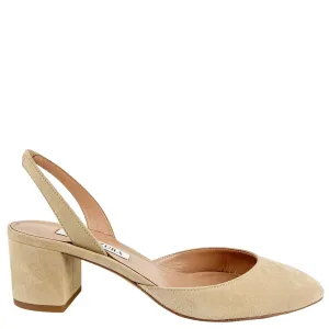 Aquazzura Talita 50 Suede Pumps in Nude