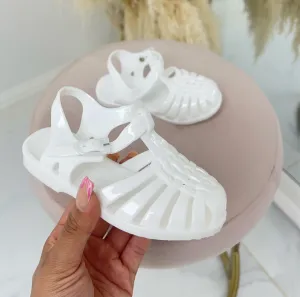 Baby Bella -  White Kids Jelly Strap On Sandals