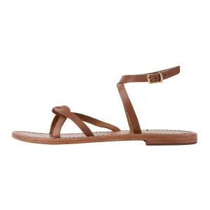 Bagatelles Strap Flat Sandals Leather Brown Colour For Women