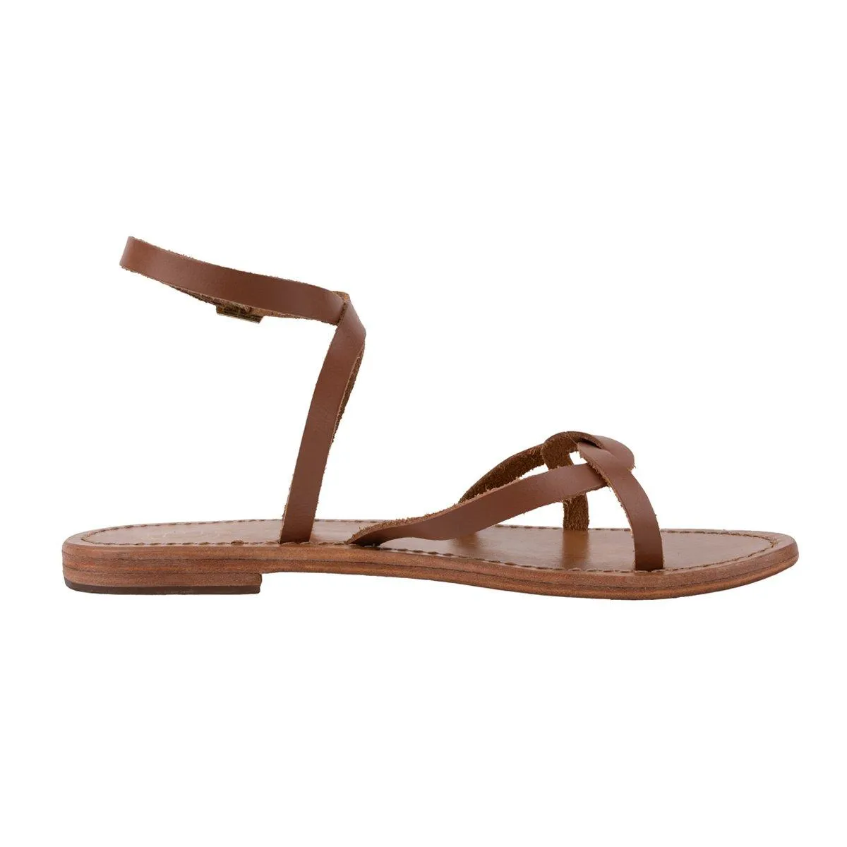 Bagatelles Strap Flat Sandals Leather Brown Colour For Women