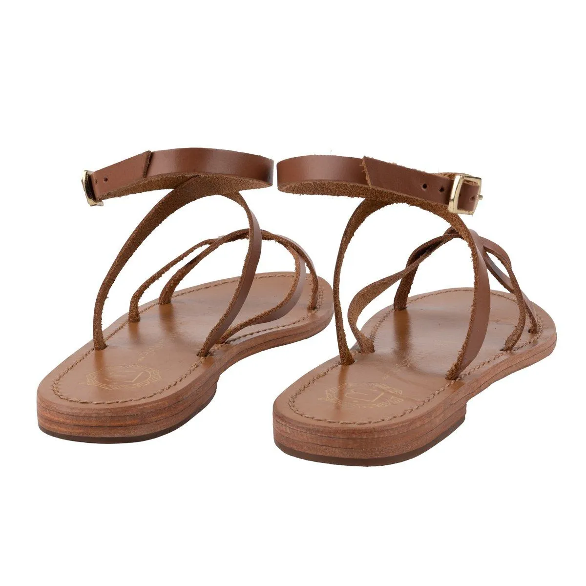 Bagatelles Strap Flat Sandals Leather Brown Colour For Women