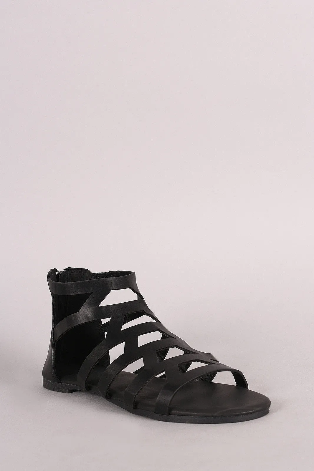 Bamboo Caged Cutout Gladiator Flat Sandal