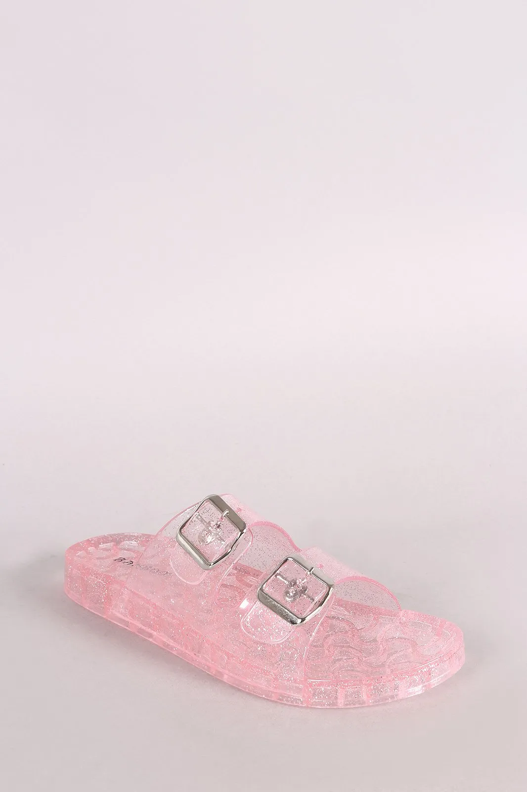 Bamboo Glitter Open Toe Buckled Jelly Slide Sandal