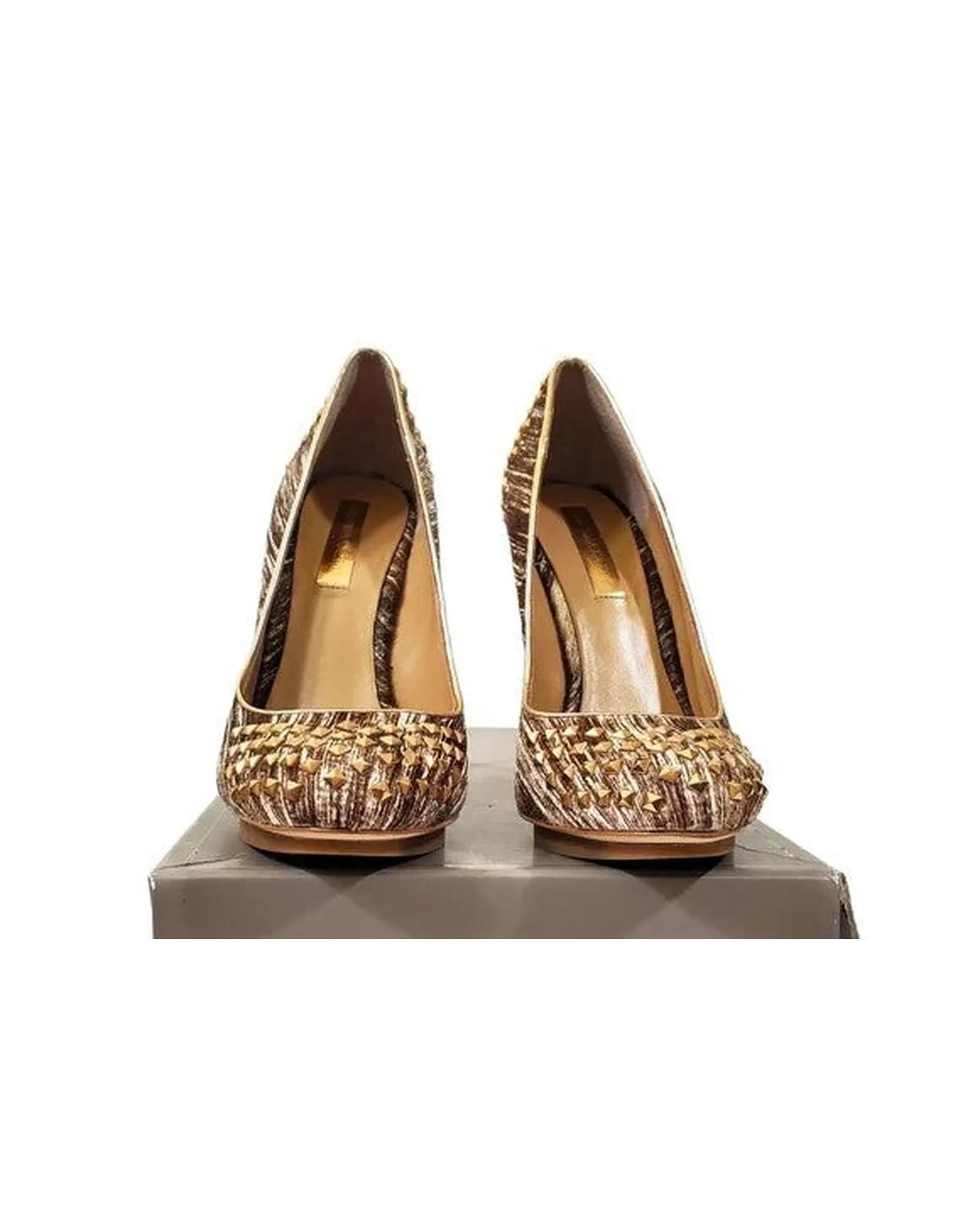 BCBGMAXAZRIA Azura Studded Metallic Fabric Pumps