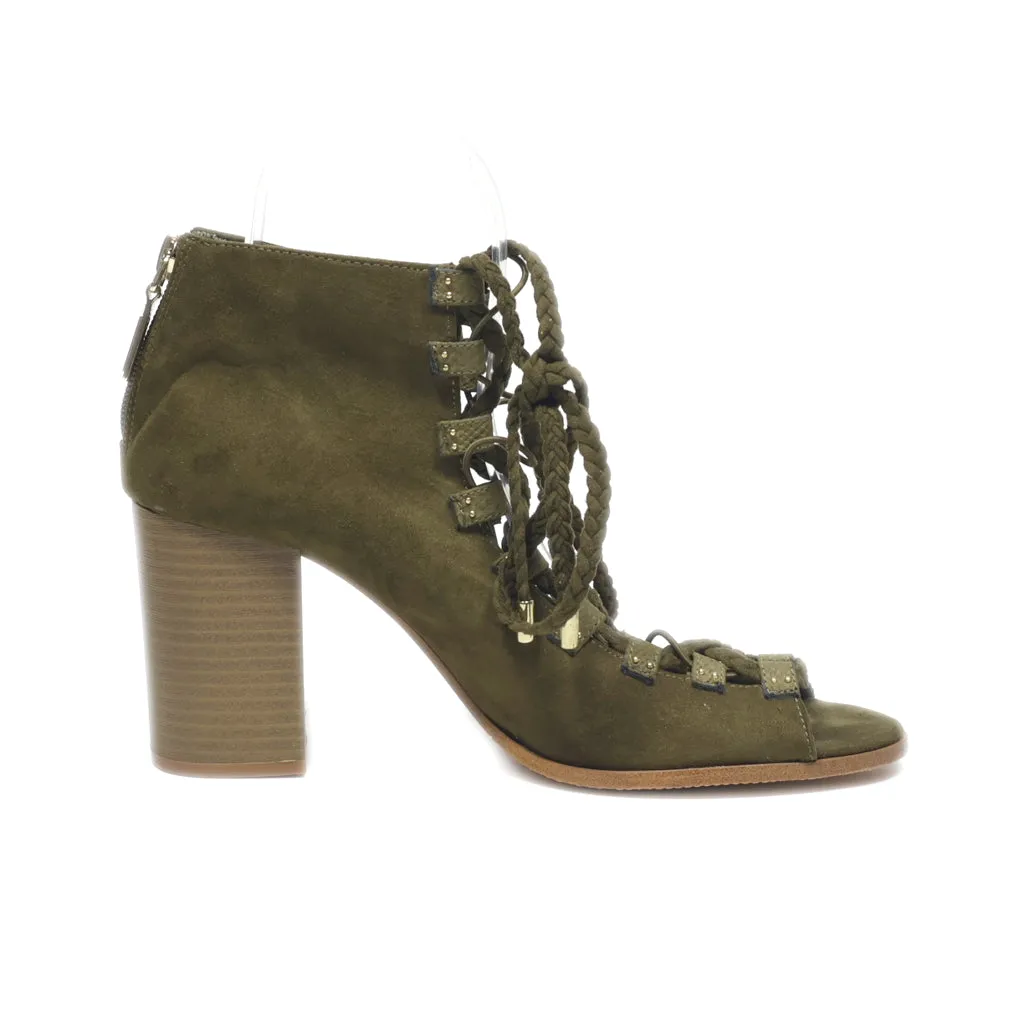 Bershka High-Heel Sandals Fabric Green Colour For Women