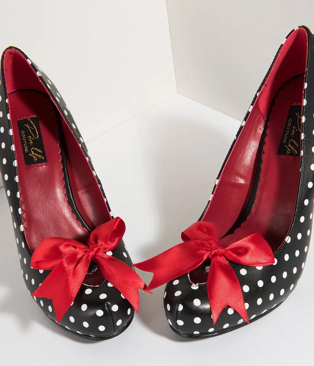 Black & White Polka Dot Leatherette Cutie Pie Pumps