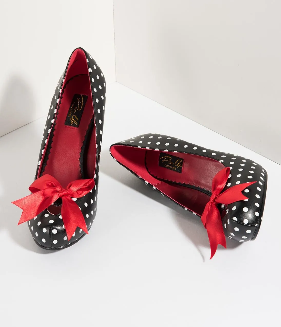 Black & White Polka Dot Leatherette Cutie Pie Pumps