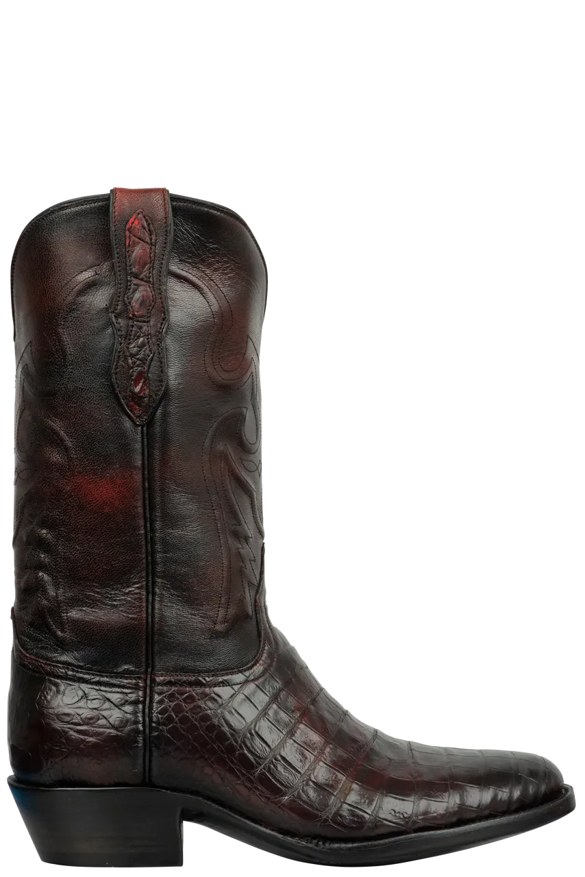 Black Jack Caiman Belly Cowboy Boots - Black Cherry